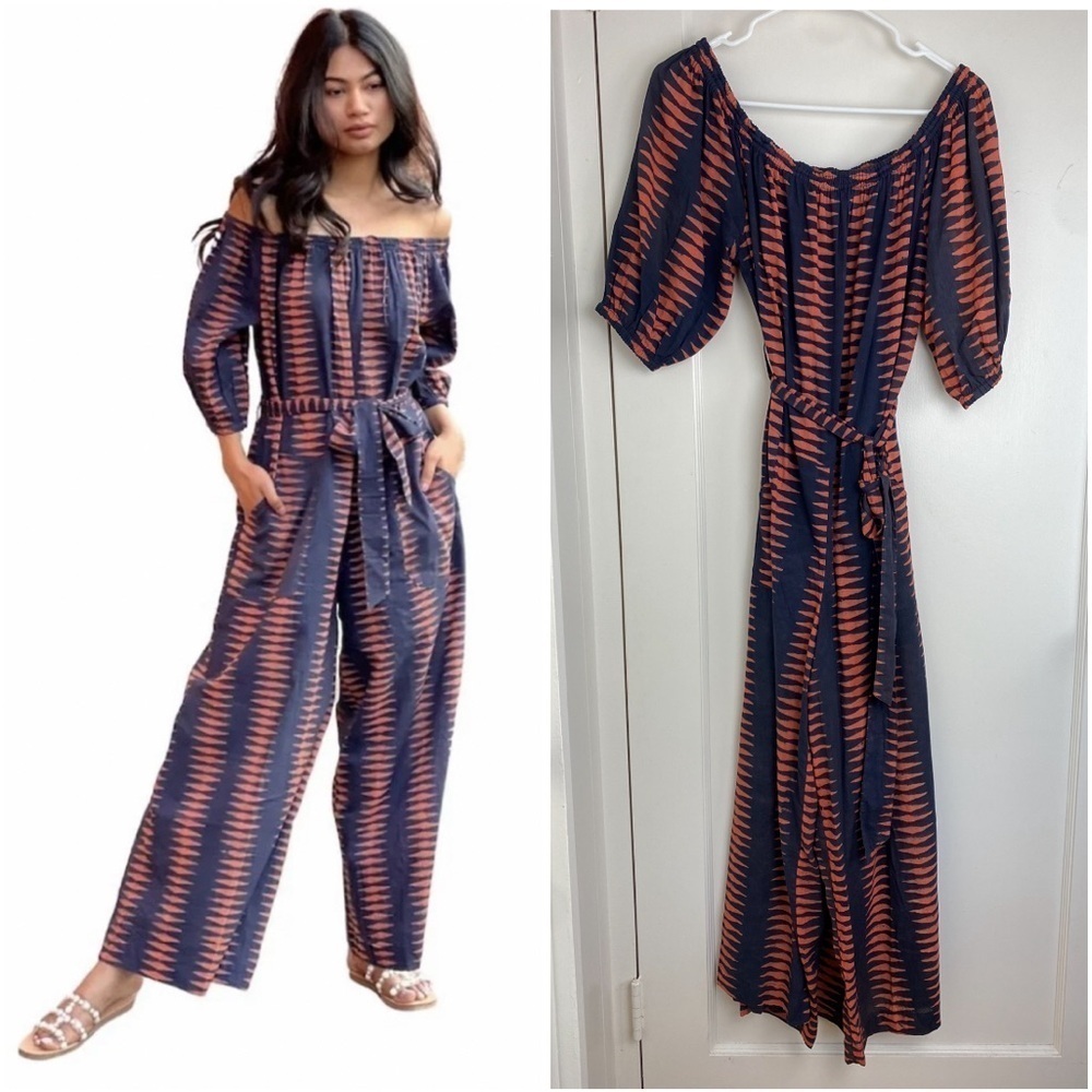 ISLAND BUNGALOW Women’s Off The Shoulder Tie Dye Jaya Jumpsuit size Medium